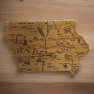 Totally Bamboo Iowa State Map Cutting‎ Board Serving Cheese Board Kitchen Decor